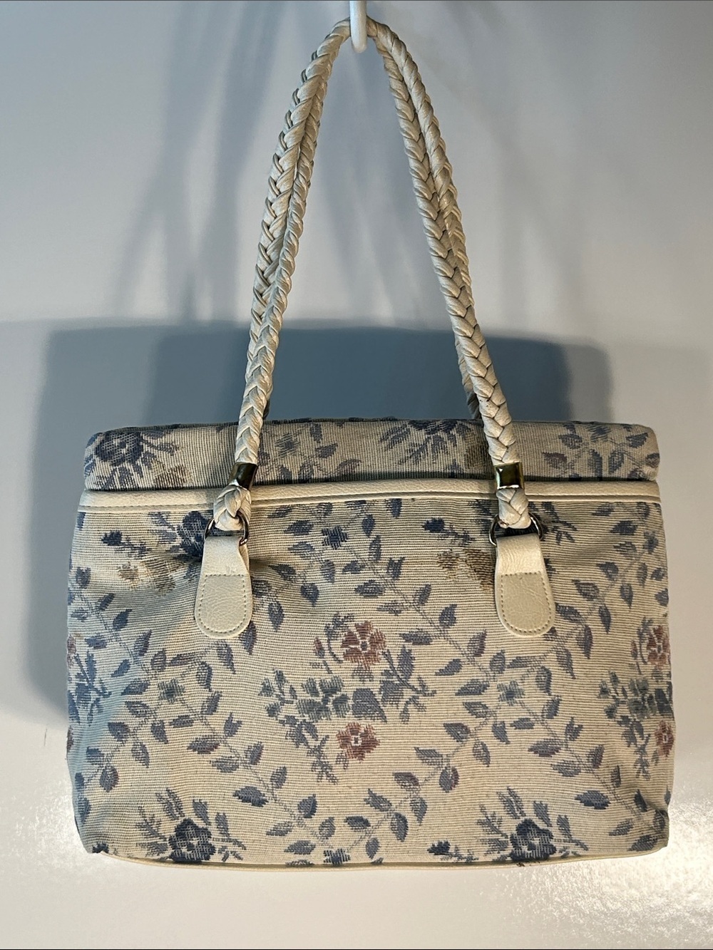 Ivory Floral Tapestry Handbag Purse Coquette Feminine Cottage Vintage Granny
